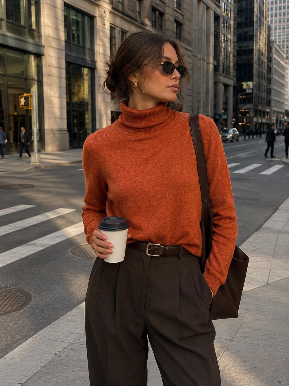 Brooks Brothers Merino Wool Silk Cashmere Turtleneck Sweater Burnt Orange M
